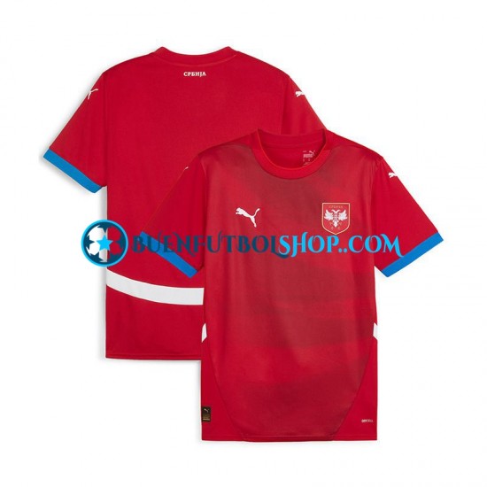 Camiseta de Fútbol Serbia Euro 2024 Primera Equipación Rojo Manga Corta Hombre