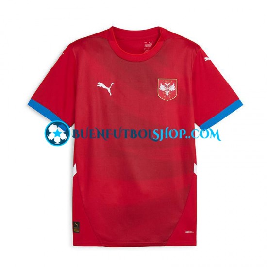 Camiseta de Fútbol Serbia Euro 2024 Primera Equipación Rojo Manga Corta Hombre