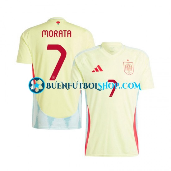 Camiseta de Fútbol España Alvaro Morata 7 Euro 2024 Segunda Equipación Manga Corta Hombre