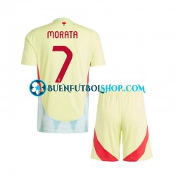 Camiseta de Fútbol España Alvaro Morata 7 Euro 2024 Segunda Equipación Manga Corta Niño