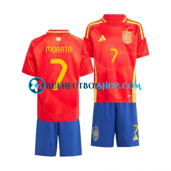 Camiseta de Fútbol España Alvaro Morata 7 Euro 2024 Primera Equipación Manga Corta Niño