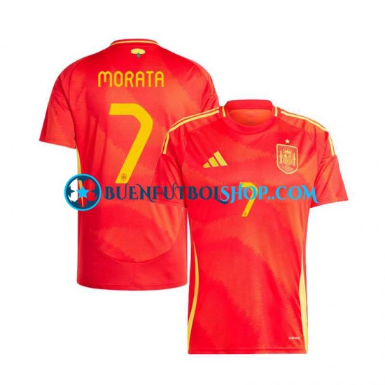 Camiseta de Fútbol España Alvaro Morata 7 Euro 2024 Primera Equipación Manga Corta Hombre