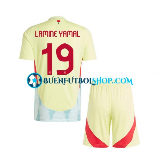 Camiseta de Fútbol España Lamine Yamal 19 Euro 2024 Segunda Equipación Manga Corta Niño