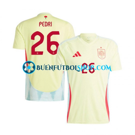 Camiseta de Fútbol España Pedri 26 Euro 2024 Segunda Equipación Manga Corta Hombre