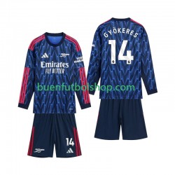 Camiseta de Fútbol Arsenal Gyokeres 14 2025-2026 Segunda Equipación Manga Larga Niño