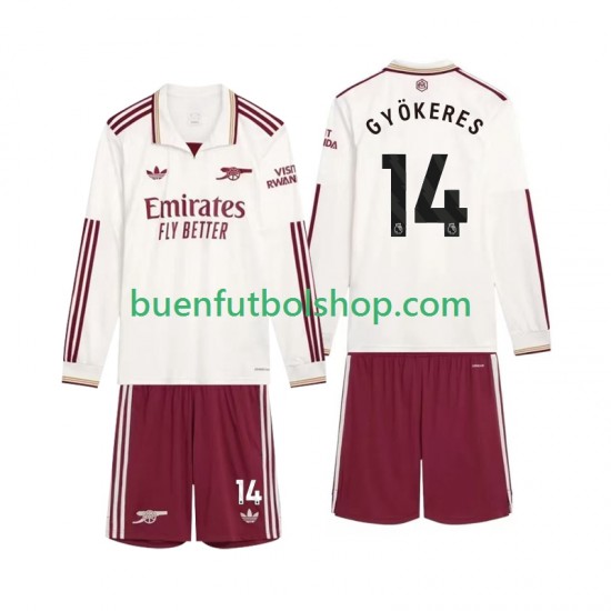 Camiseta de Fútbol Arsenal Gyokeres 14 2025-2026 Tercera Equipación Manga Larga Niño