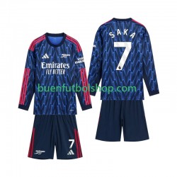 Camiseta de Fútbol Arsenal Saka 7 2025-2026 Segunda Equipación Manga Larga Niño Camiseta de Fútbol Arsenal Saka 7 2025-2026 Segunda Equipación Manga Larga Niño