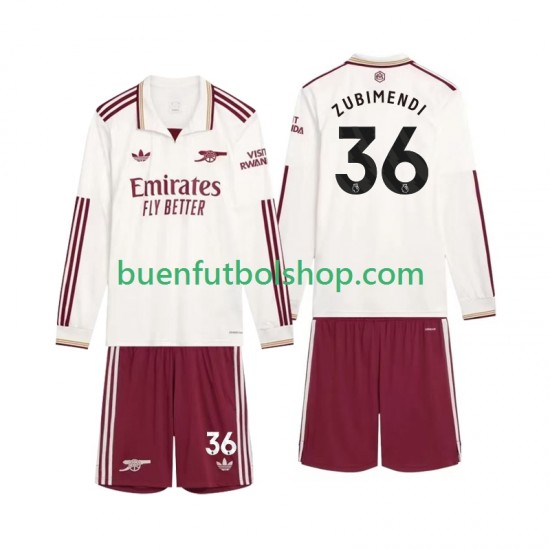 Camiseta de Fútbol Arsenal Zubimendi 36 2025-2026 Tercera Equipación Manga Larga Niño