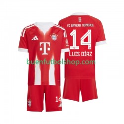 Camiseta de Fútbol Bayern de Múnich Luis Diaz 14 2025-2026 Primera Equipación Manga Corta Niño