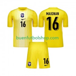 Camiseta de Fútbol Francia Portero Mike Maignan 16 2025 Primera Equipación Manga Corta Niño