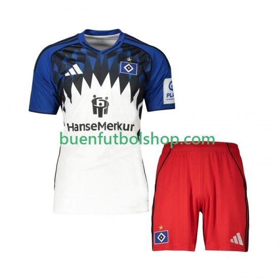 Camiseta de Fútbol Hamburger SV 2025-2026 Primera Equipación Manga Corta Niño
