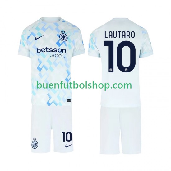 Camiseta de Fútbol Inter Milan Lautaro Martinez 10 2025-2026 Segunda Equipación Manga Corta Niño