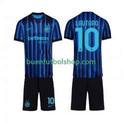 Camiseta de Fútbol Inter Milan Lautaro Martinez 10 2025-2026 Primera Equipación Manga Corta Niño
