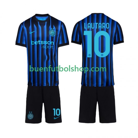 Camiseta de Fútbol Inter Milan Lautaro Martinez 10 2025-2026 Primera Equipación Manga Corta Niño
