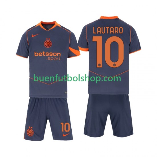 Camiseta de Fútbol Inter Milan Lautaro Martinez 10 2025-2026 Tercera Equipación Manga Corta Niño
