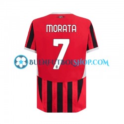 Camiseta de Fútbol AC Milan Alvaro Morata 7 2024-2025 Primera Equipación Manga Corta Hombre Camiseta de Fútbol AC Milan Alvaro Morata 7 2024-2025 Primera Equipación Manga Corta Hombre