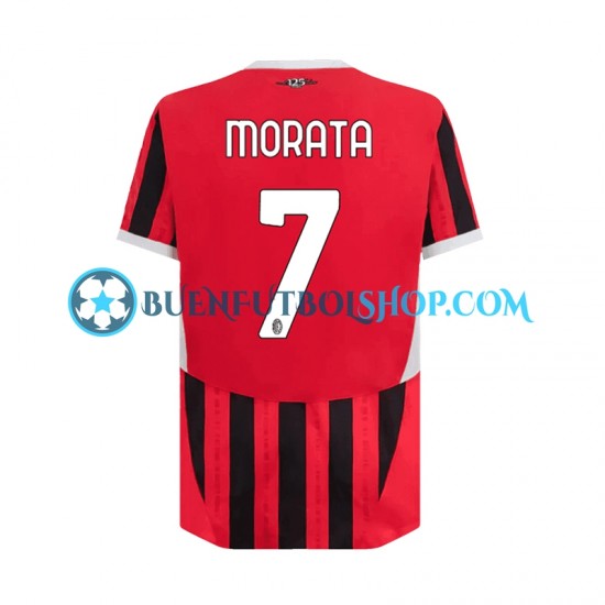 Camiseta de Fútbol AC Milan Alvaro Morata 7 2024-2025 Primera Equipación Manga Corta Hombre