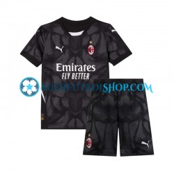 Camiseta de Fútbol AC Milan Portero 2024-2025 Primera Equipación Negro Manga Corta Niño Camiseta de Fútbol AC Milan Portero 2024-2025 Primera Equipación Negro Manga Corta Niño