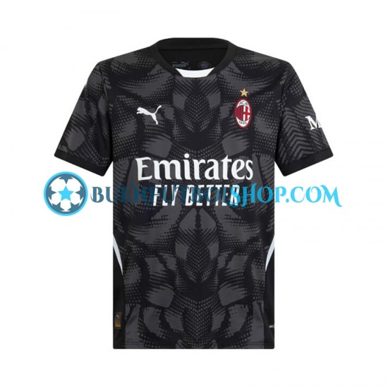 Camiseta de Fútbol AC Milan Portero 2024-2025 Primera Equipación Negro Manga Corta Hombre