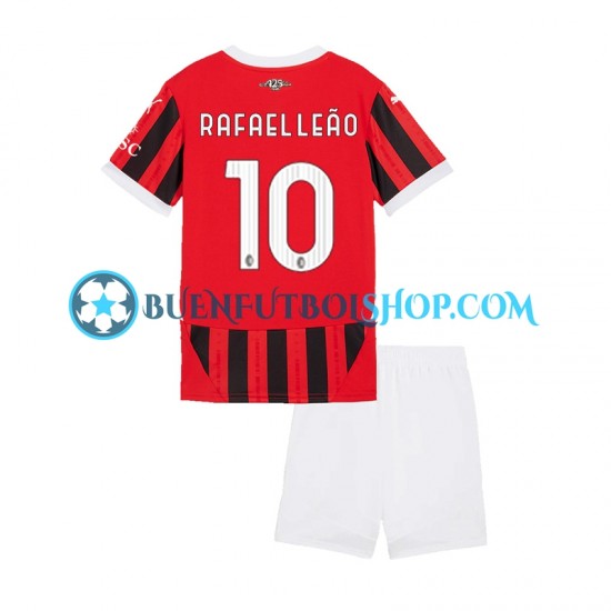 Camiseta de Fútbol AC Milan Rafael Leao 10 2024-2025 Primera Equipación Manga Corta Niño