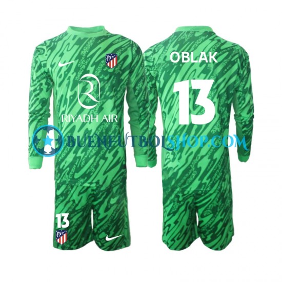 Camiseta de Fútbol Atlético Madrid Portero Jan Oblak 13 2024-2025 Segunda Equipación Manga Larga Niño