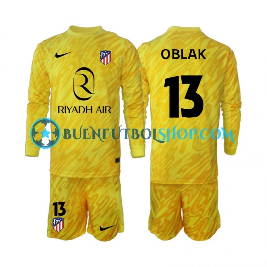 Camiseta de Fútbol Atlético Madrid Portero Jan Oblak 13 2024-2025 Tercera Equipación Manga Larga Niño