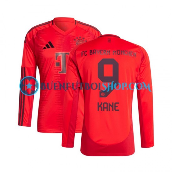 Camiseta de Fútbol Bayern de Múnich Kane 9 2024-2025 Primera Equipación Rojo Manga Larga Hombre