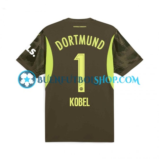 Camiseta de Fútbol Borussia Dortmund Portero Gregor Kobel 1 2024-2025 Segunda Equipación Manga Corta Hombre