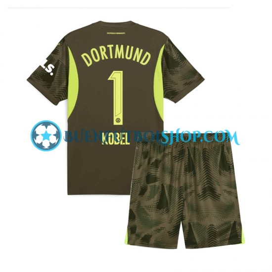 Camiseta de Fútbol Borussia Dortmund Portero Gregor Kobel 1 2024-2025 Segunda Equipación Manga Corta Niño