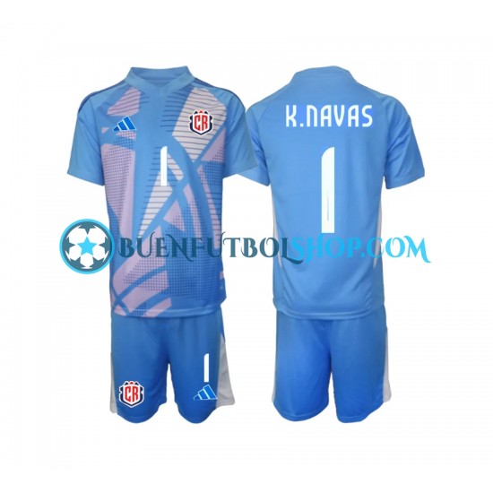 Camiseta de Fútbol Costa Rica Portero Keylor Navas 1 2024 Primera Equipación Azul Manga Corta Niño