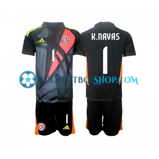 Camiseta de Fútbol Costa Rica Portero Keylor Navas 1 2024 Tercera Equipación Negro Manga Corta Niño