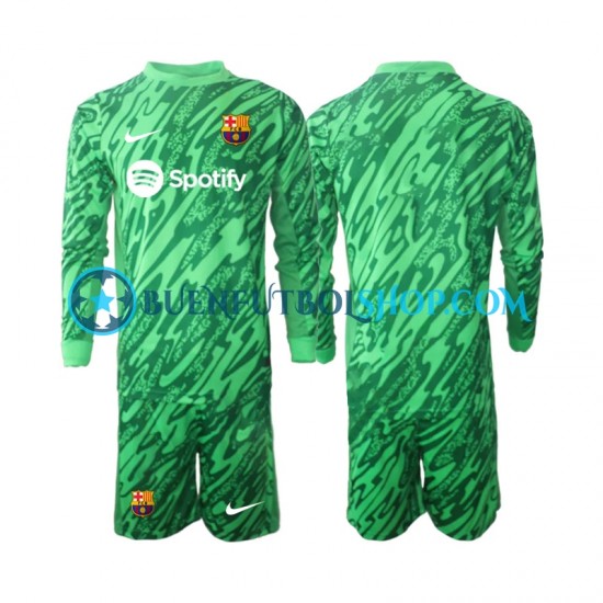 Camiseta de Fútbol FC Barcelona Portero 2024-2025 Primera Equipación Verde Manga Larga Niño