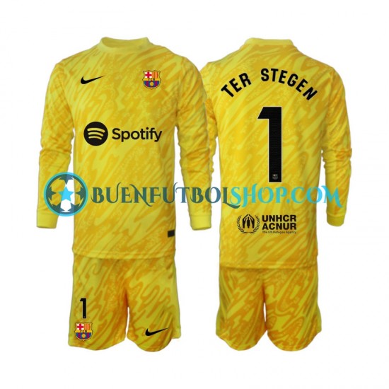 Camiseta de Fútbol FC Barcelona Portero Ter Stegen 1 2024-2025 Segunda Equipación Manga Larga Niño