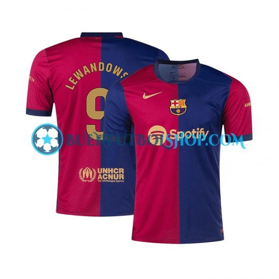 Camiseta de Fútbol FC Barcelona Robert Lewandowski 9 2024-2025 Primera Equipación Manga Corta Hombre