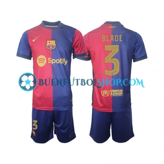 Camiseta de Fútbol FC Barcelona UCL Font Blade 3 2024-2025 Primera Equipación Manga Corta Niño