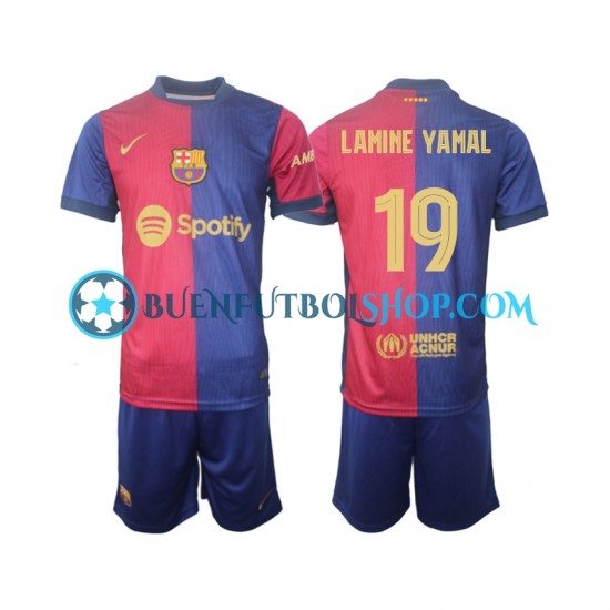 Camiseta de Fútbol FC Barcelona UCL Font Lamine Yamal 19 2024-2025 Primera Equipación Manga Corta Niño