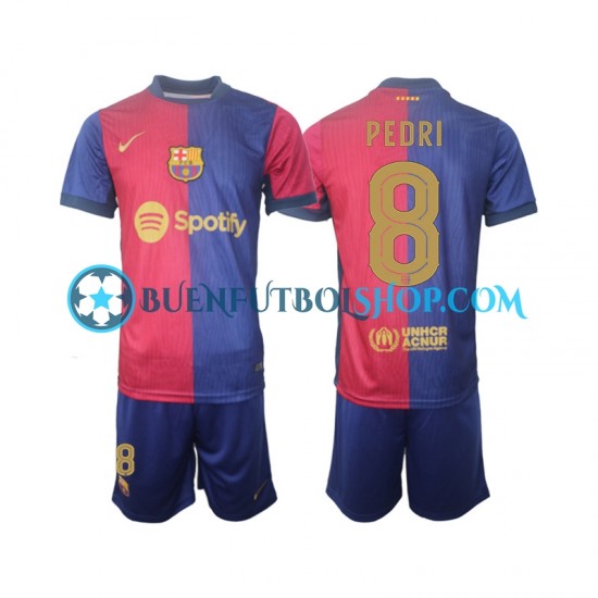 Camiseta de Fútbol FC Barcelona UCL Font PEDRI 8 2024-2025 Primera Equipación Manga Corta Niño