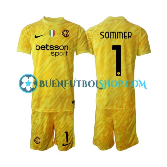 Camiseta de Fútbol Inter Milan Portero Yann Sommer 1 2024-2025 Segunda Equipación Manga Corta Niño