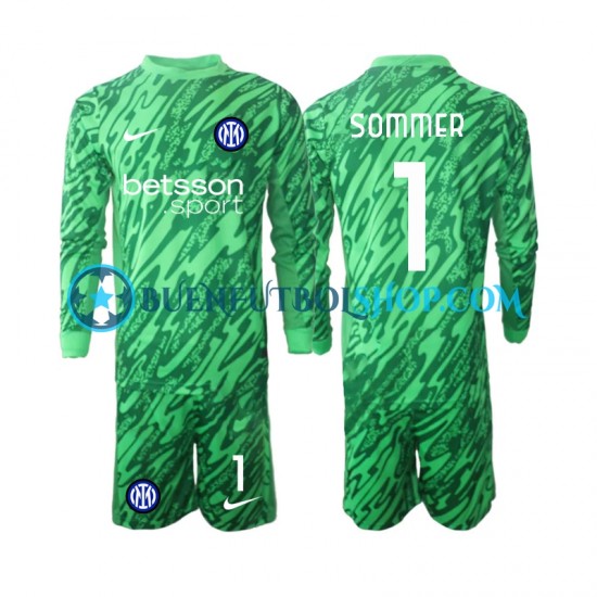 Camiseta de Fútbol Inter Milan Portero Yann Sommer 1 2024-2025 Primera Equipación Manga Larga Niño