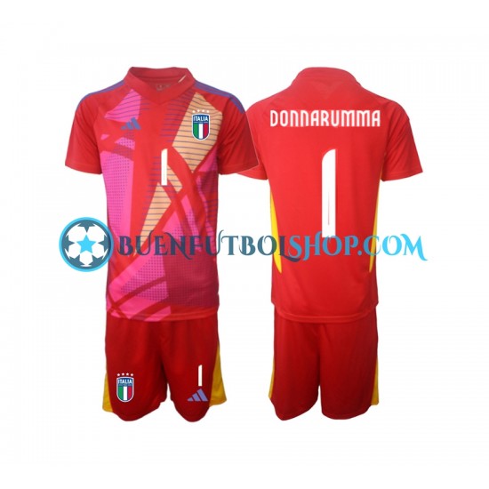 Camiseta de Fútbol Italia Portero Donnarumma 1 Euro 2024 Tercera Equipación Manga Corta Niño