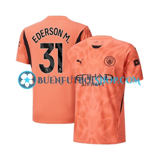 Camiseta de Fútbol Manchester City Portero Ederson Moraes 31 2024-2025 Segunda Equipación Manga Corta Hombre