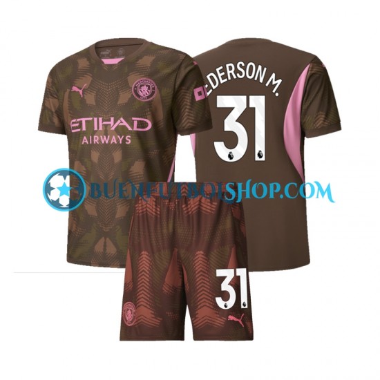 Camiseta de Fútbol Manchester City Portero Ederson Moraes 31 2024-2025 Primera Equipación Manga Corta Niño