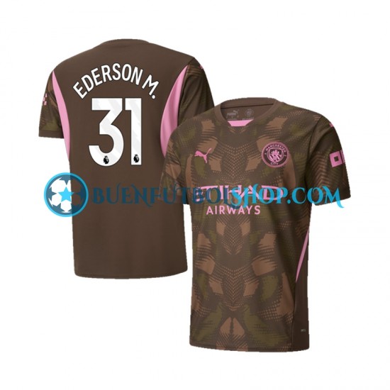 Camiseta de Fútbol Manchester City Portero Ederson Moraes 31 2024-2025 Primera Equipación Manga Corta Hombre