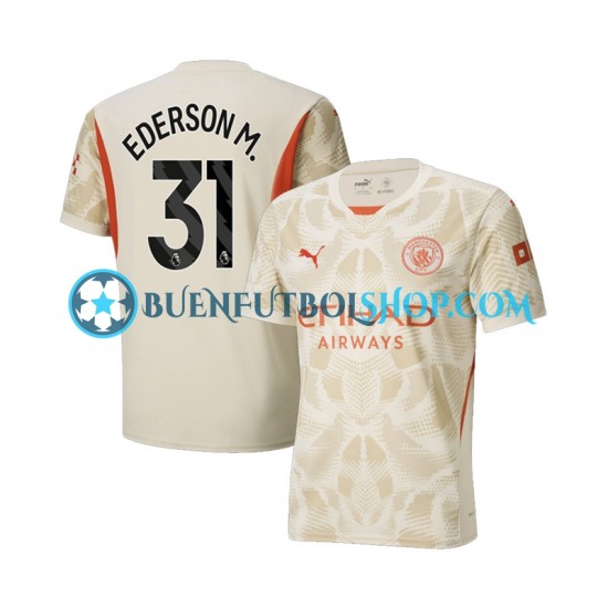 Camiseta de Fútbol Manchester City Portero Ederson Moraes 31 2024-2025 Tercera Equipación Manga Corta Hombre