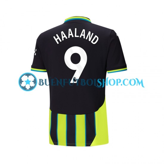 Camiseta de Fútbol Manchester City Haaland 9 2024-2025 Segunda Equipación Manga Corta Hombre