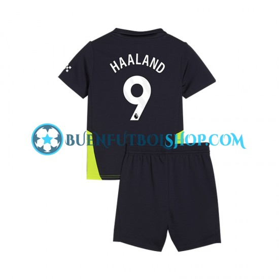 Camiseta de Fútbol Manchester City Haaland 9 2024-2025 Segunda Equipación Manga Corta Niño