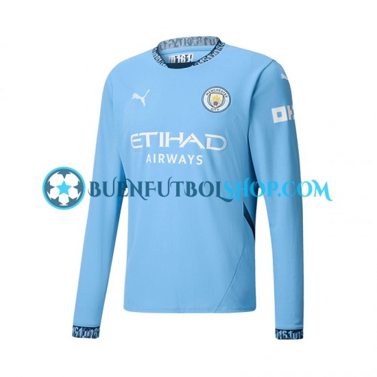 Camiseta de Fútbol Manchester City 2024-2025 Primera Equipación Manga Larga Hombre