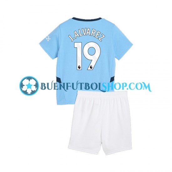 Camiseta de Fútbol Manchester City Julian Alvarez 19 2024-2025 Primera Equipación Manga Corta Niño