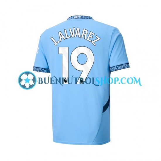 Camiseta de Fútbol Manchester City Julian Alvarez 19 2024-2025 Primera Equipación Manga Corta Hombre