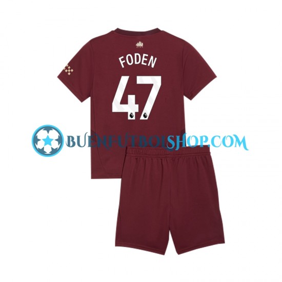 Camiseta de Fútbol Manchester City Phil Foden 47 2024-2025 Tercera Equipación Manga Corta Niño